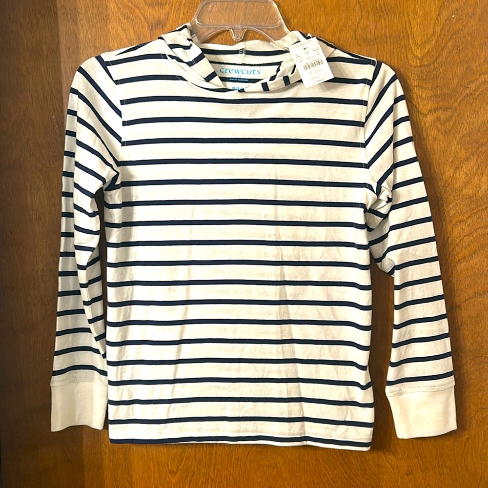 Crewcuts Navy and White Striped Hoodie (size 8/9)